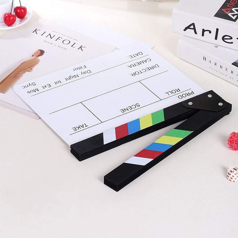 BERON Professional Vintage TV Movie Film Clap Board Slate Cut Prop Director Clapper (Colorful) - Image 3